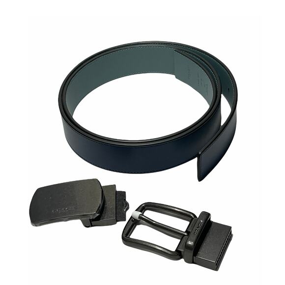 Coach Boxed Plaque And Harness Buckle Cut To Size Reversible Belt, 38 Mm New